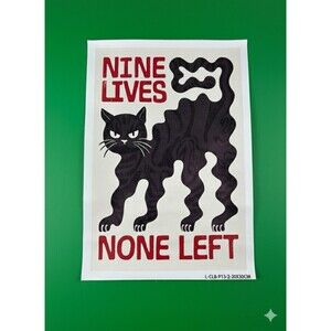Gothic Black Cat Canvas Wall Art Nine Lives None Left 8x12 Unframed